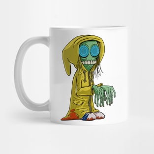 evil demon in a yellow raincoat Mug